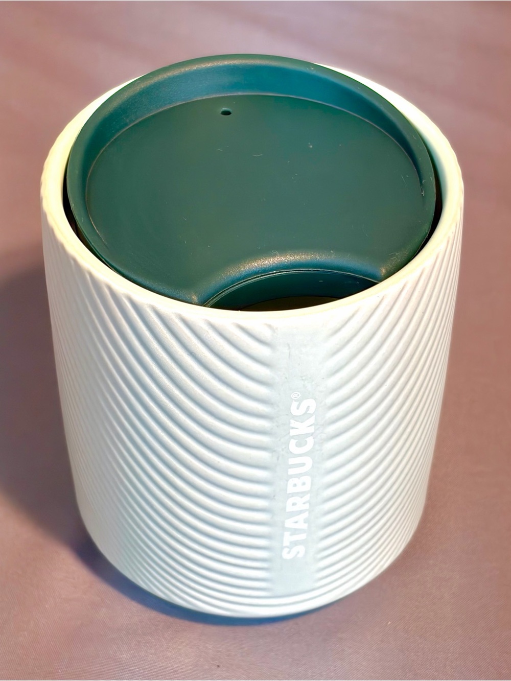 Starbucks Mint Green Textured Ceramic Mug with Dark Green Lid